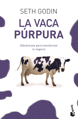 Portada del libro La Vaca Púrpura con la imagen de una vaca y manchas de color morado